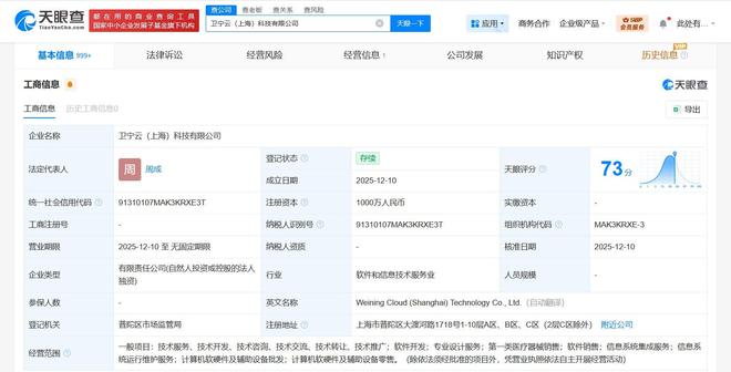 衛(wèi)寧健康成立衛(wèi)寧云科技公司，注冊(cè)資本1000萬加碼數(shù)字醫(yī)療